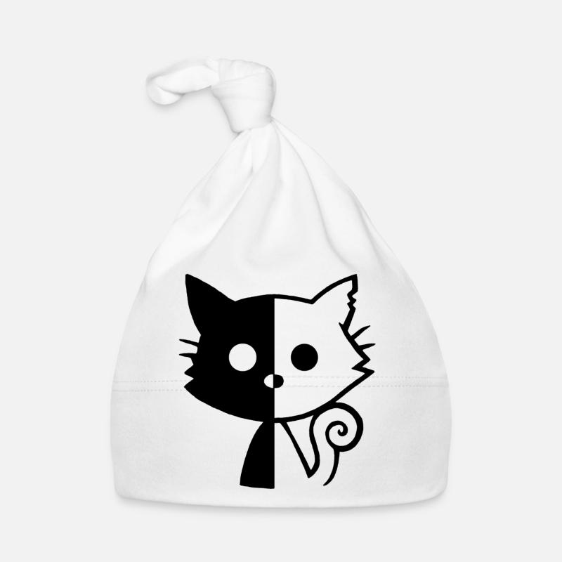 Chat yin et yang (noir) Bonnet bio Bébé