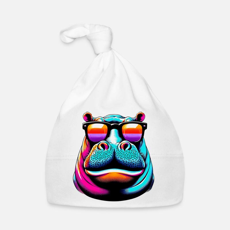 Nilpferd mit Sonnenbrille Baby Bio-Mütze
