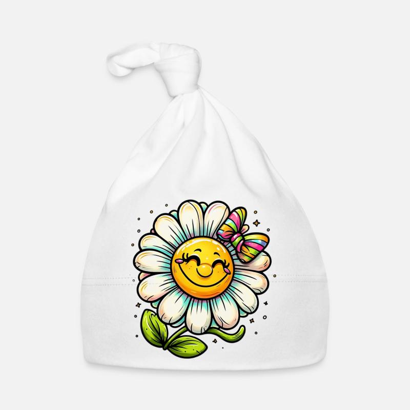 Pâquerette - Bonnet bio Bébé - blanc