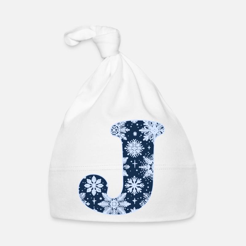 Buchstabe J Schneeflocken Baby Bio-Mütze