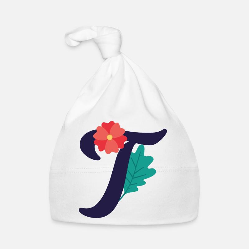 Eleganter Buchstabe 'T' mit Blumen Baby Bio-Mütze