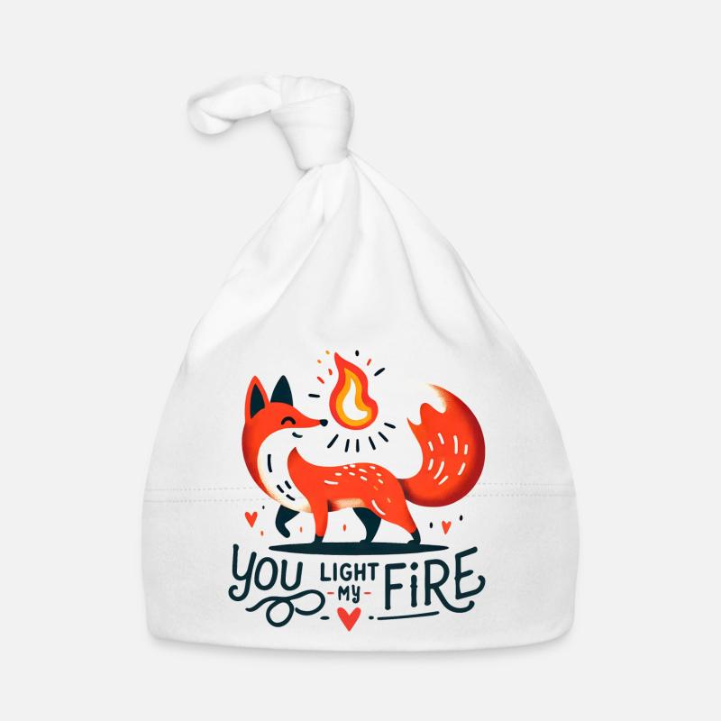 Fiery Fox with Flame and Heart Organic Baby Cap