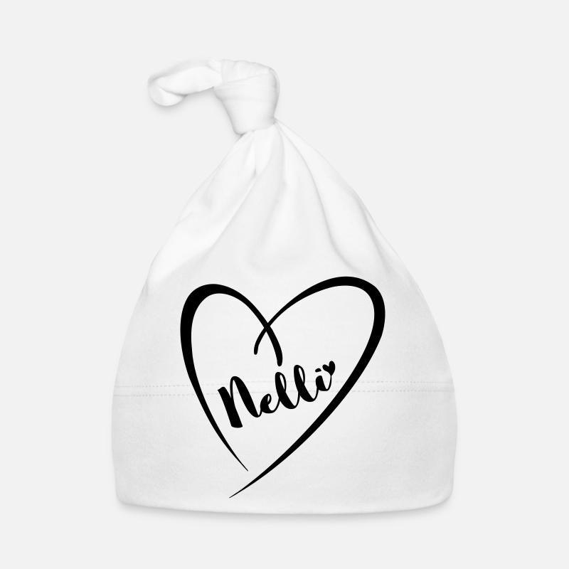 Nelli surname first name in heart frame Organic Baby Cap