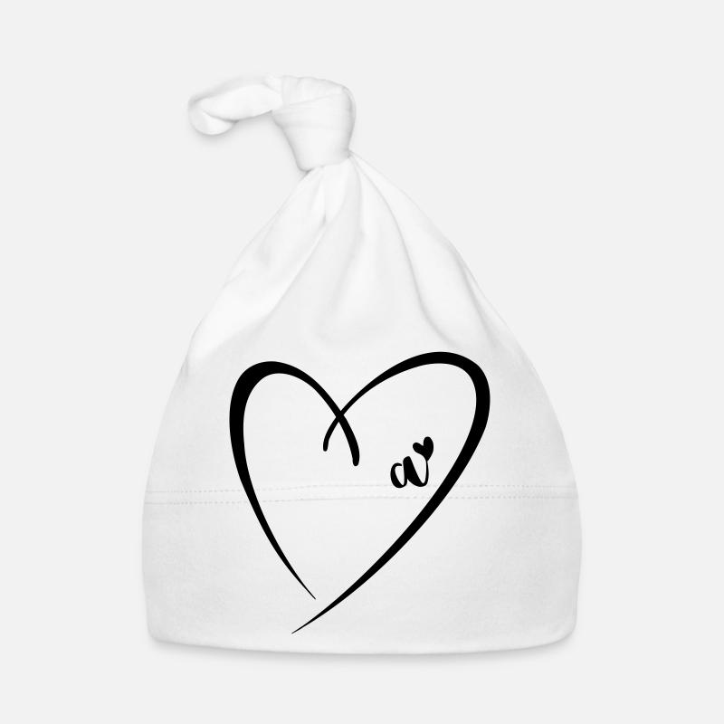 Small Letter A Heart Organic Baby Cap