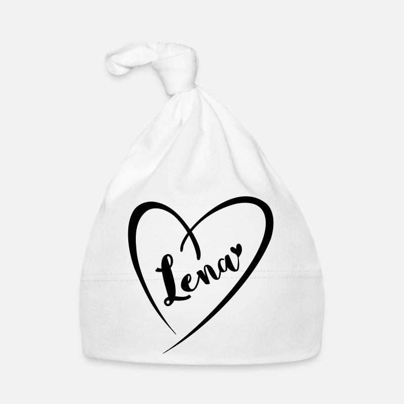 Lena, surname, first name in heart frame Organic Baby Cap