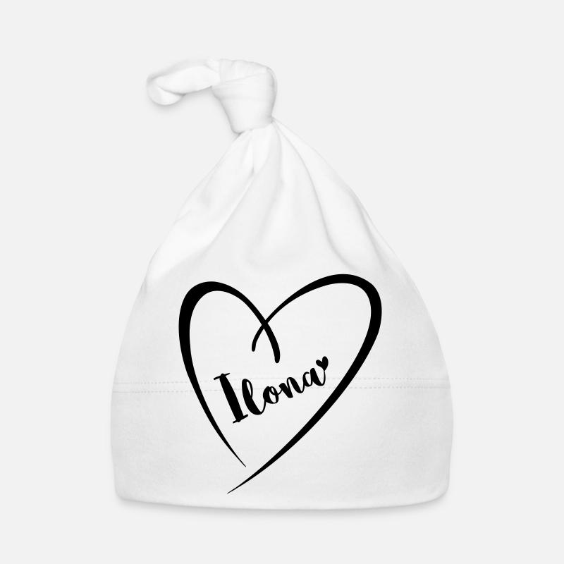 Ilona surname first name in heart frame Organic Baby Cap