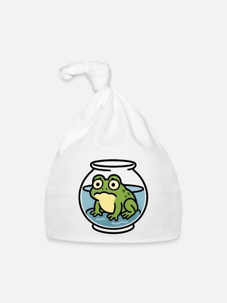 Frog in a Bowl - Organic Baby Cap - white - Front