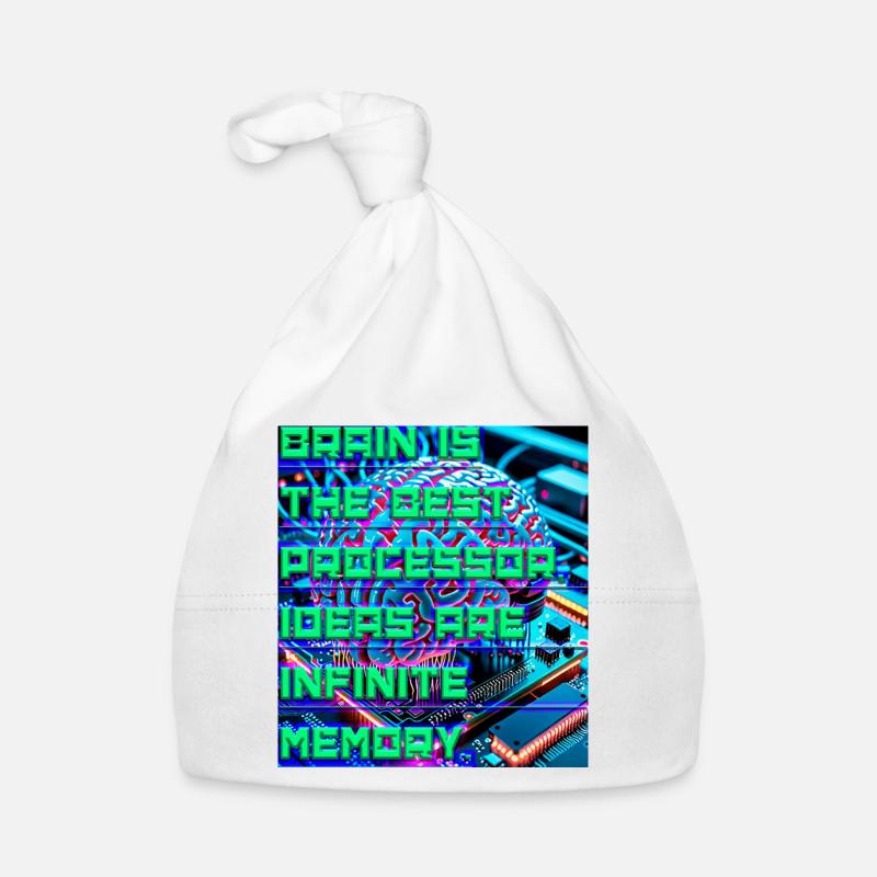 The Brain Is the Best Processor — Tech Neon Quote  Organic Baby Cap