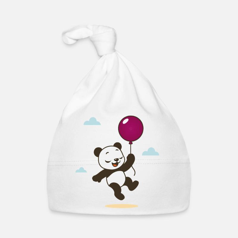 Fröhlicher Panda mit Luftballon Baby Bio-Mütze