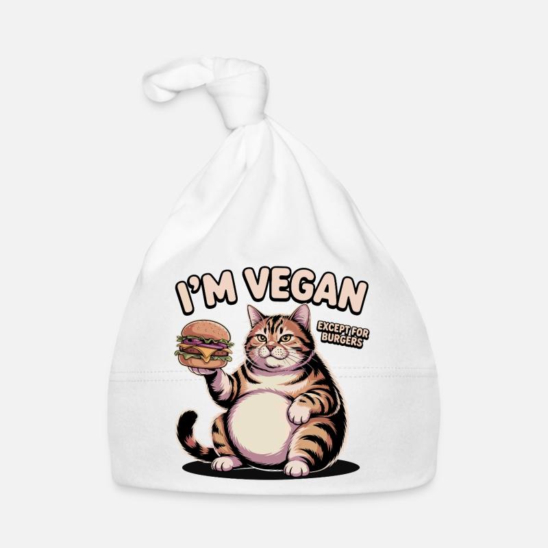 Funny Vegan Cat Burger Design Organic Baby Cap