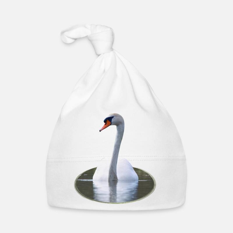 Eleganter Schwan auf ruhigem Wasser Baby Bio-Mütze