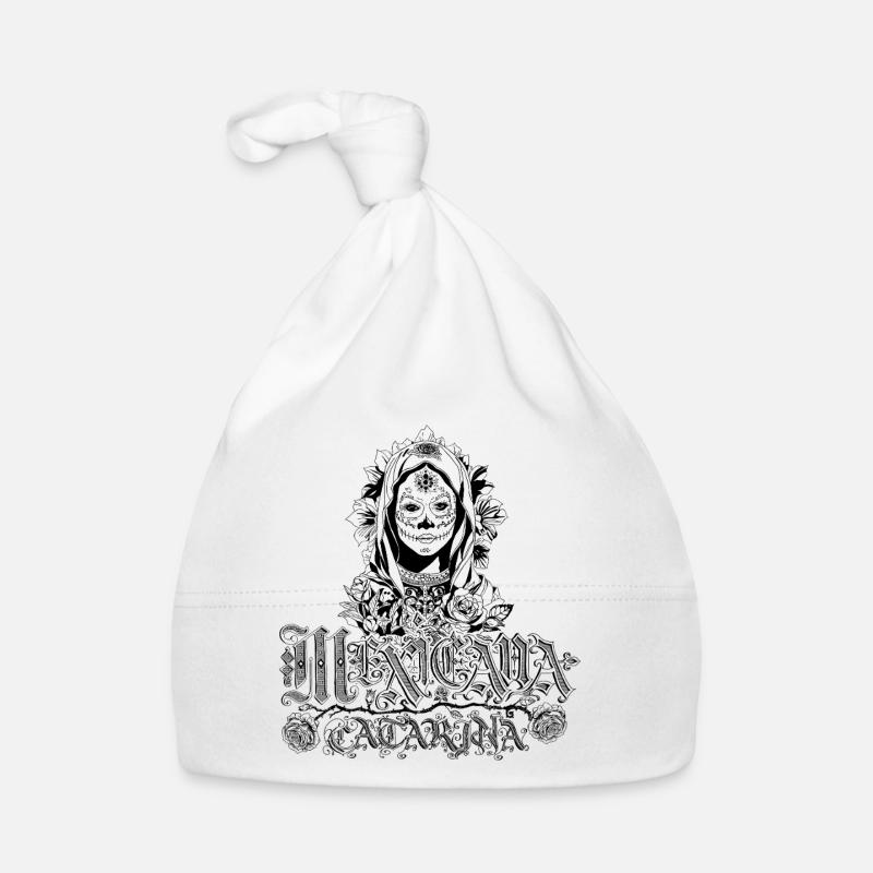 Mexicana Catarina noir - Bonnet bio Bébé - blanc