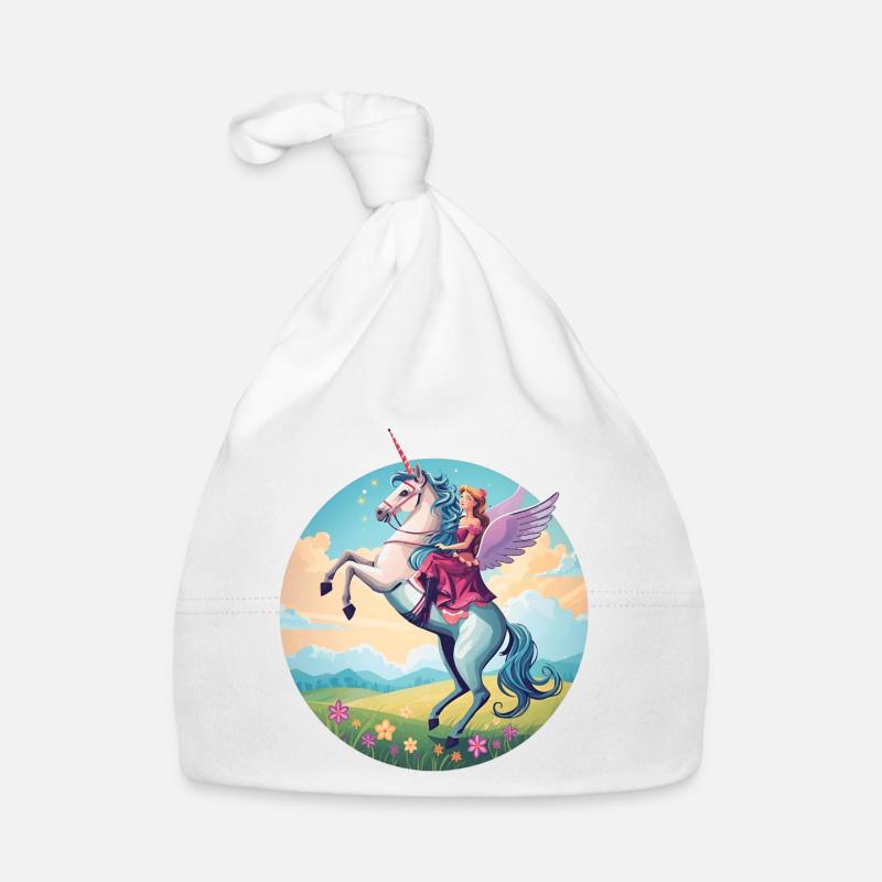 Illustration de cavalier de licorne magique - Bonnet bio Bébé - blanc