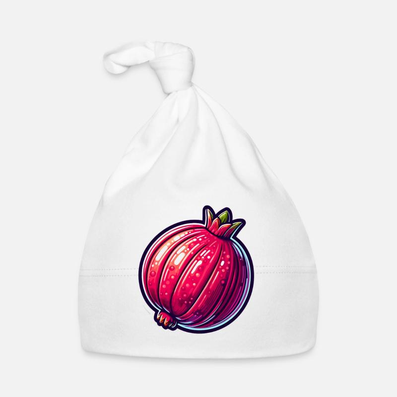 Vibrant Hyper-Realistic Pomegranate Illustration Organic Baby Cap