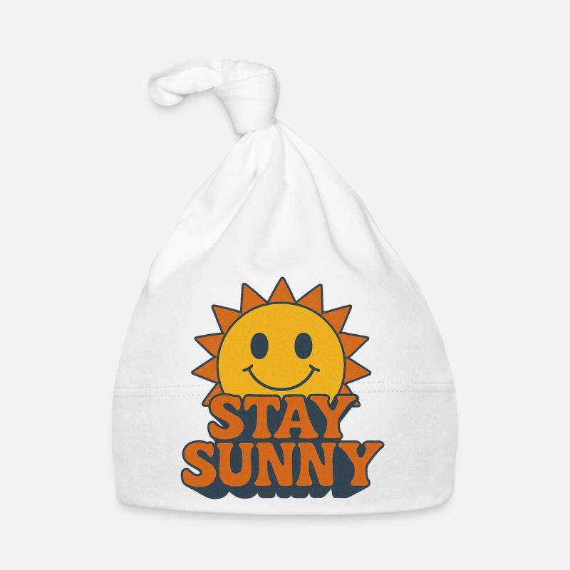 Optimistic Sunny Smiley Print Organic Baby Cap