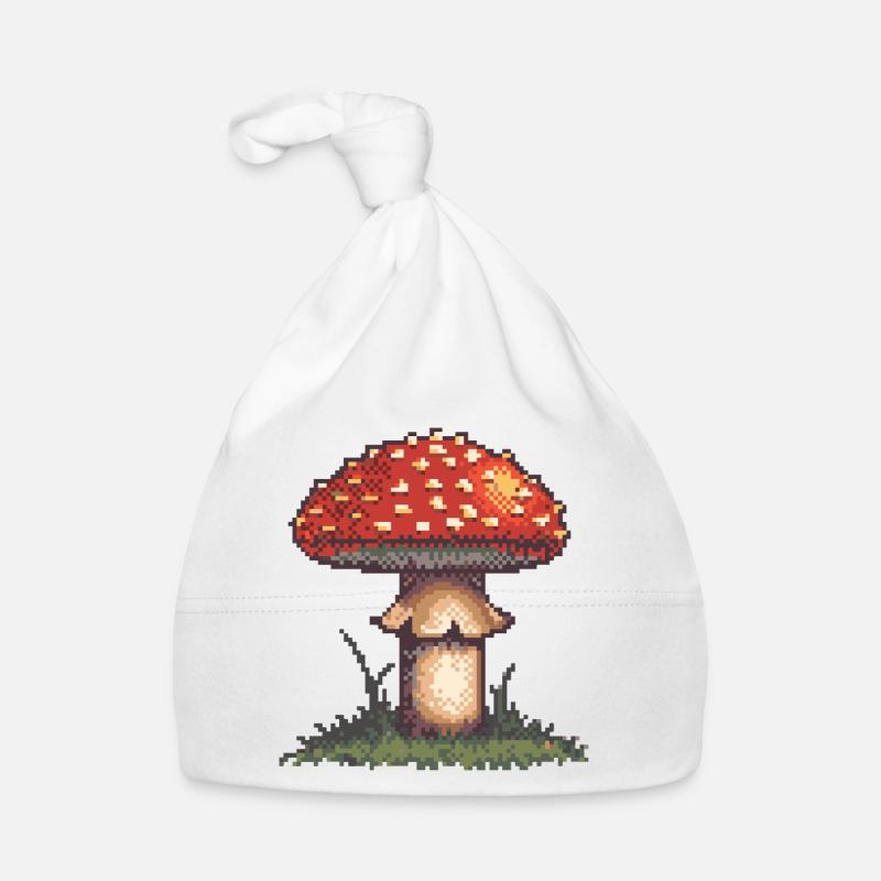 Pixel Mushroom Neon Retro Organic Baby Cap