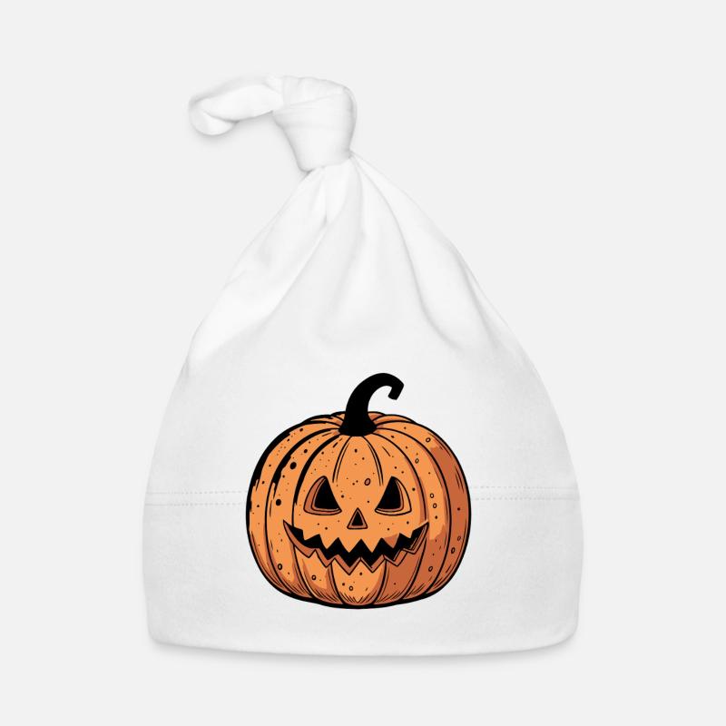Jack-o'-lantern Pumpkin Black Orange Organic Baby Cap