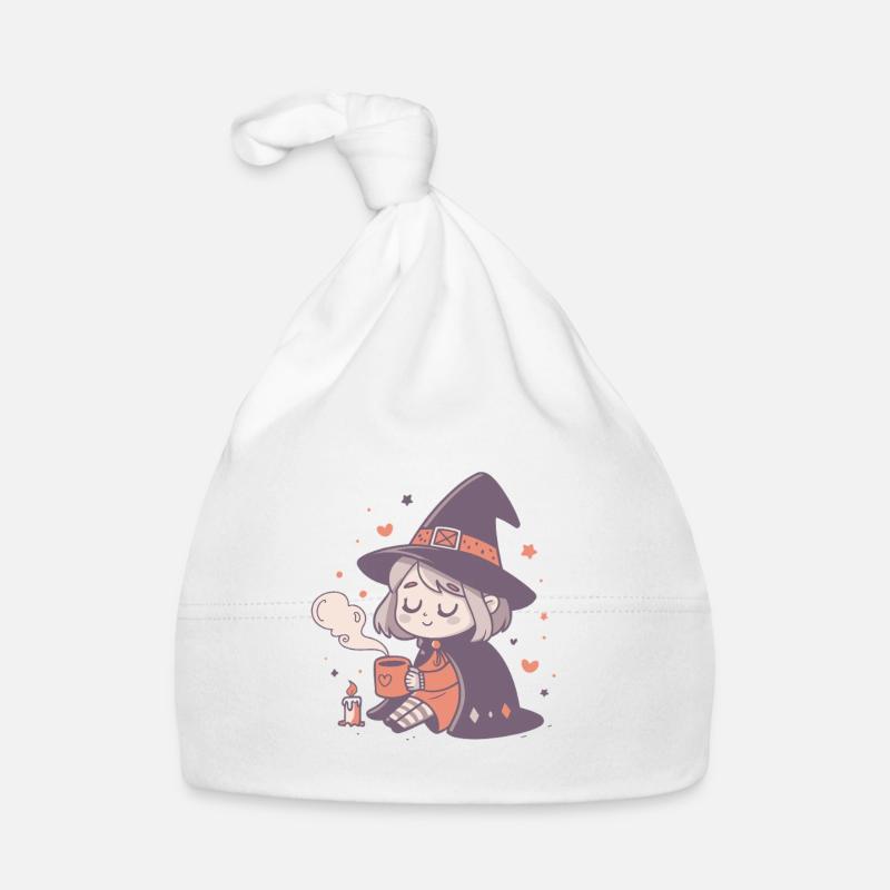 Gemütliche Hexe mit heißem Becher Baby Bio-Mütze