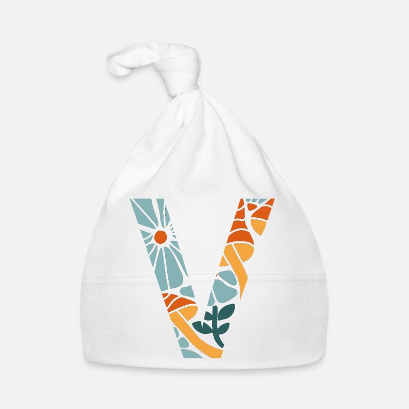 Lettre v fleurs groovy idée cadeau Bonnet bio Bébé