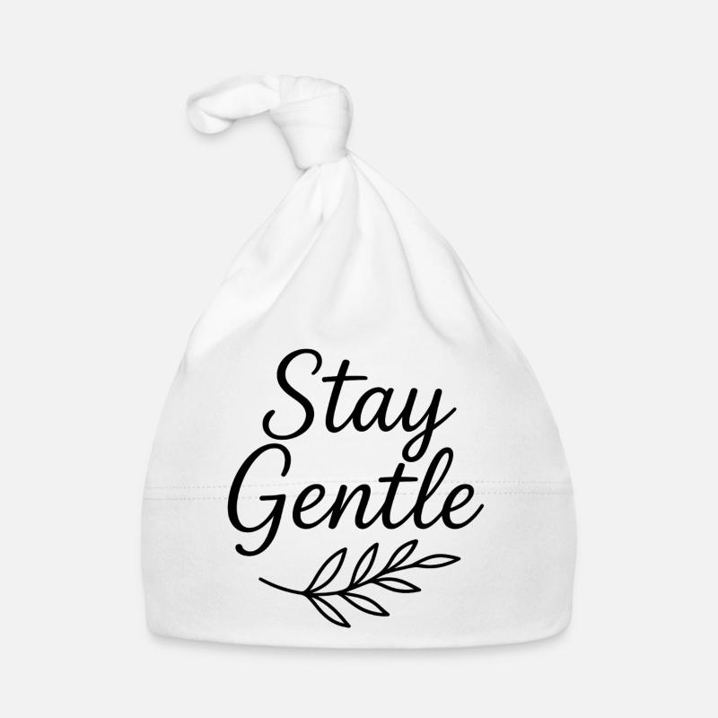 Stay Gentle Script with Leaf Branch Organic Baby Cap