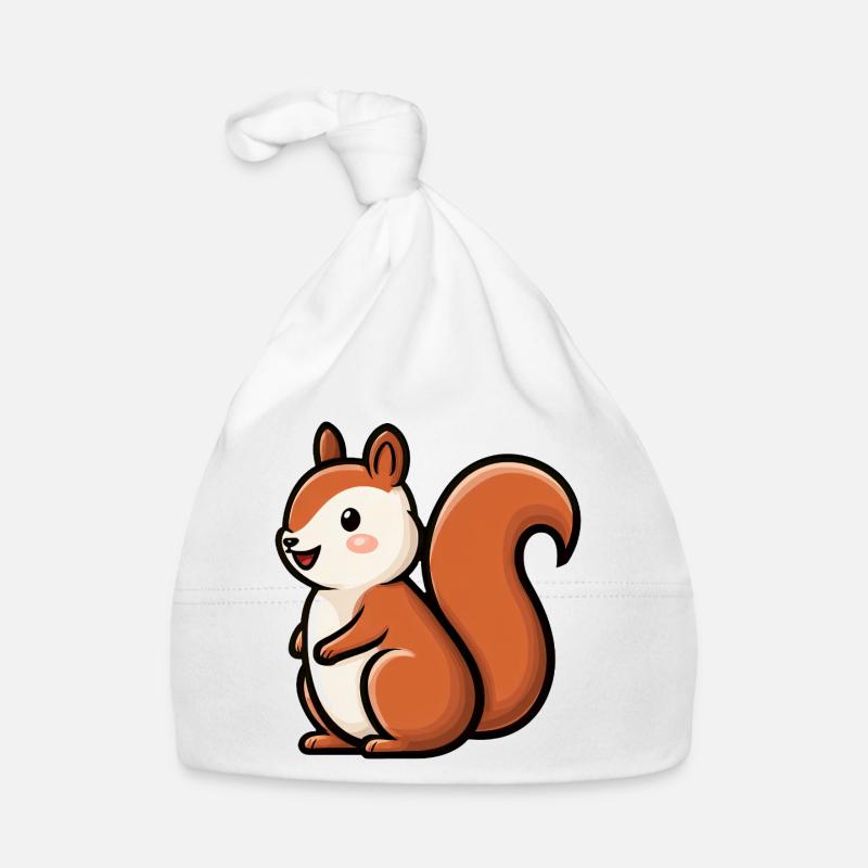 Playful Squirrel Charm Organic Baby Cap