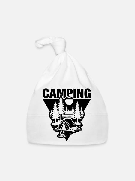 Camping sous tente Symbole de la nature - Bonnet bio Bébé - blanc - Devant