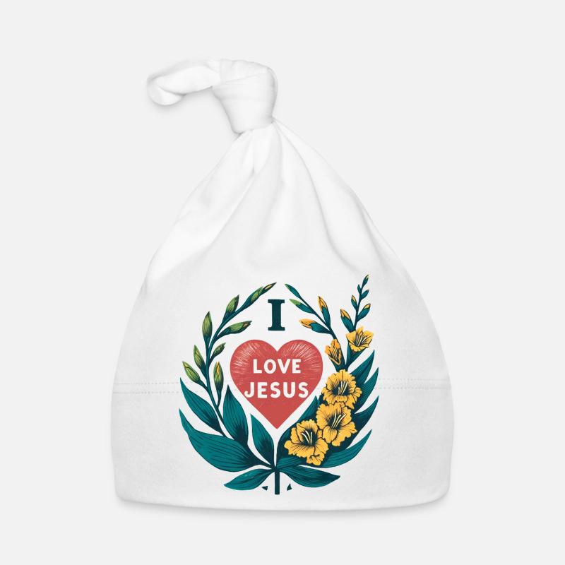 Liebe Jesus Herz Blumenkranz Baby Bio-Mütze