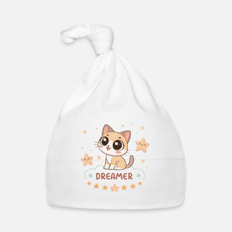 Chaton Rêveur Pastel Etoiles Bonnet bio Bébé