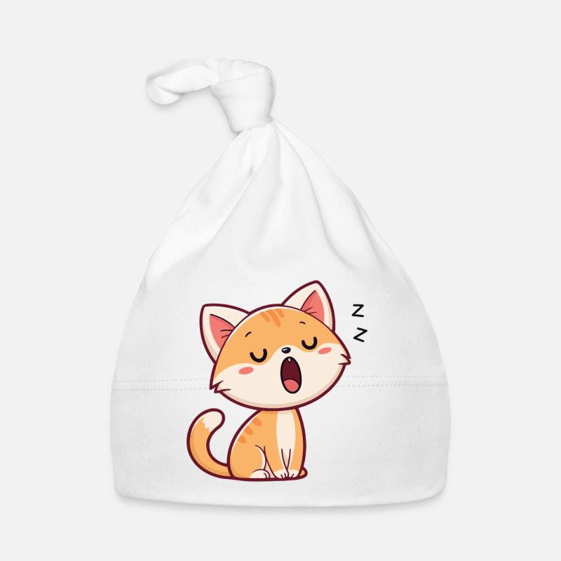Chaton endormi pastel Bonnet bio Bébé