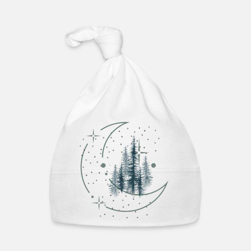 Ciel nocturne au-dessus de la forêt - Bonnet bio Bébé - blanc