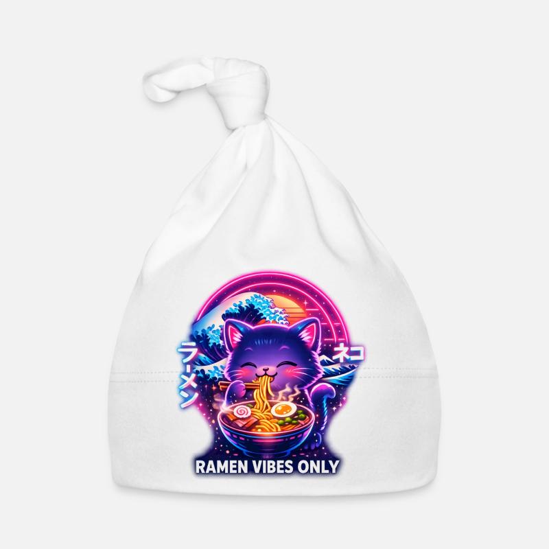 Ramen Katze Neon Cyber Gaming Baby Bio-Mütze