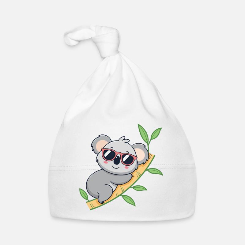 Trendy koala in red glasses Organic Baby Cap