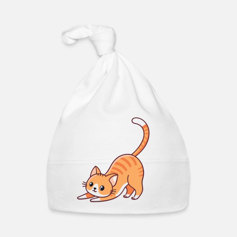 Orange kitten stretching Organic Baby Cap