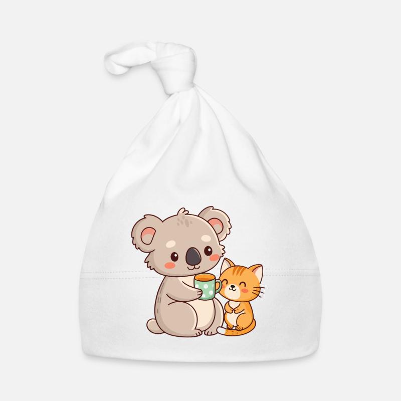Koala et chat café mignon Bonnet bio Bébé