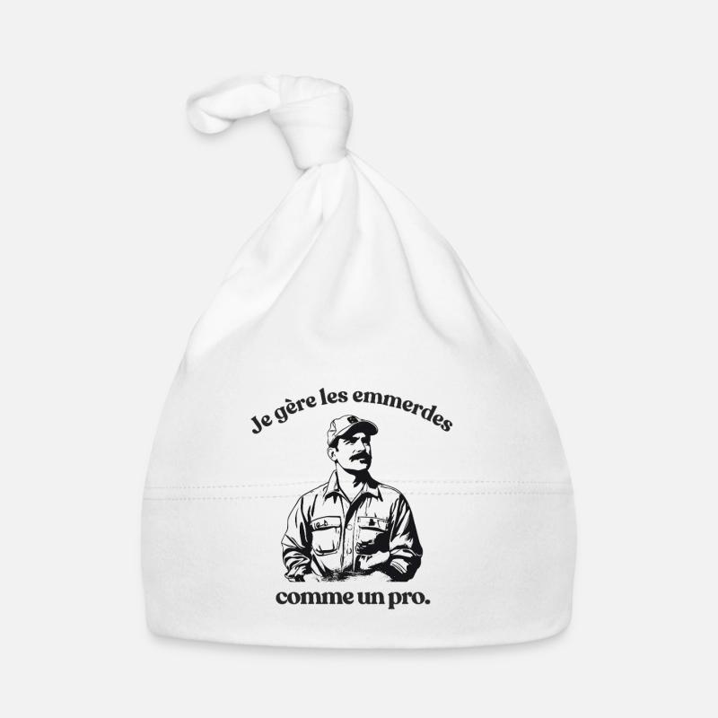 Gérer les emmerdes comme un pro - Bonnet bio Bébé - blanc