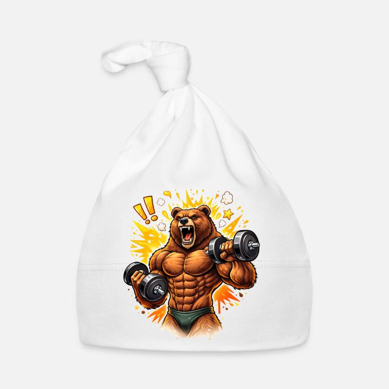 Starker Bodybuilder Bär Illustration   Baby Bio-Mütze