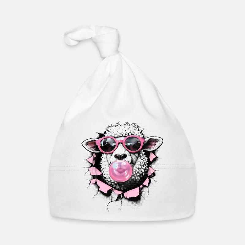Cooles Schaf – Sommer Halftone Digitale Kunst Baby Bio-Mütze