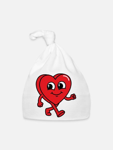 Walking Heart - Organic Baby Cap - white - Front
