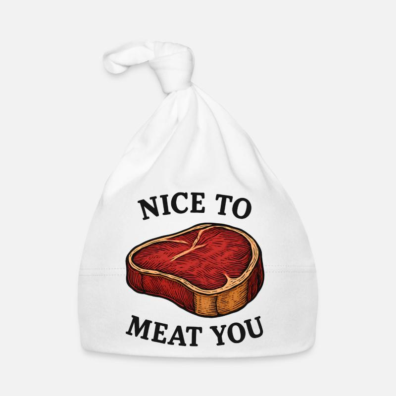 Ravi de vous rencontrer Jeu de mots sur le steak Bonnet bio Bébé