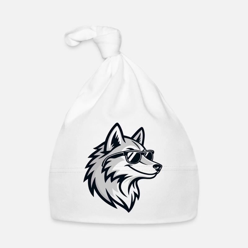 Loup graphique avec lunettes Bonnet bio Bébé