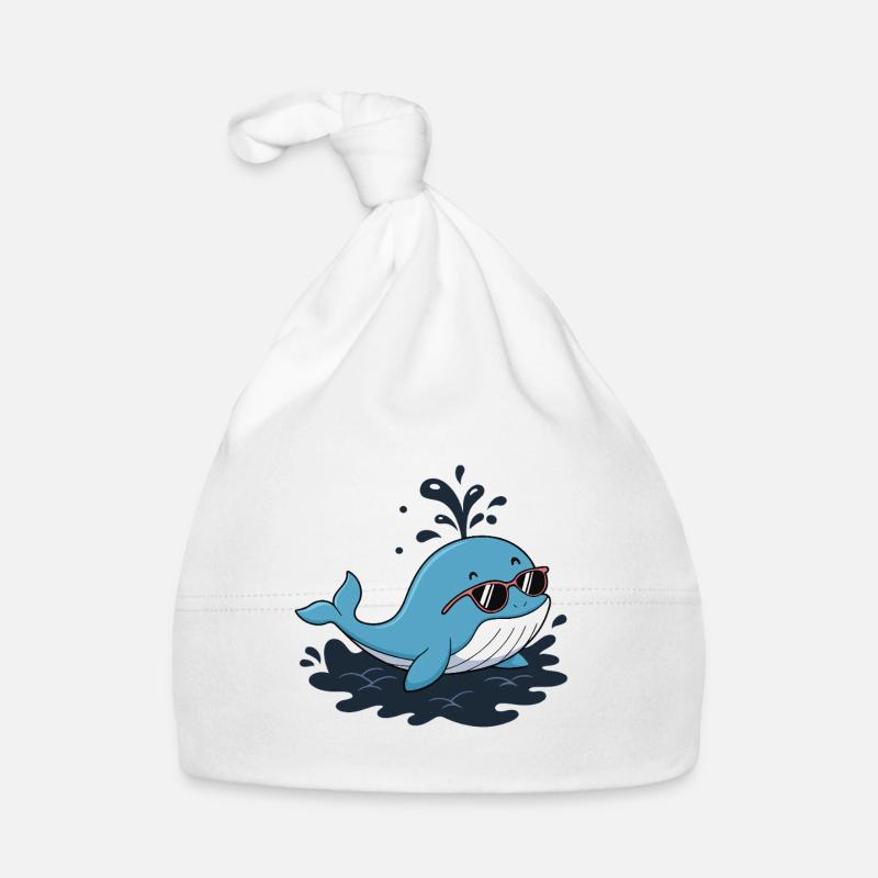 Lächelnder Blauwal mit Brille Baby Bio-Mütze