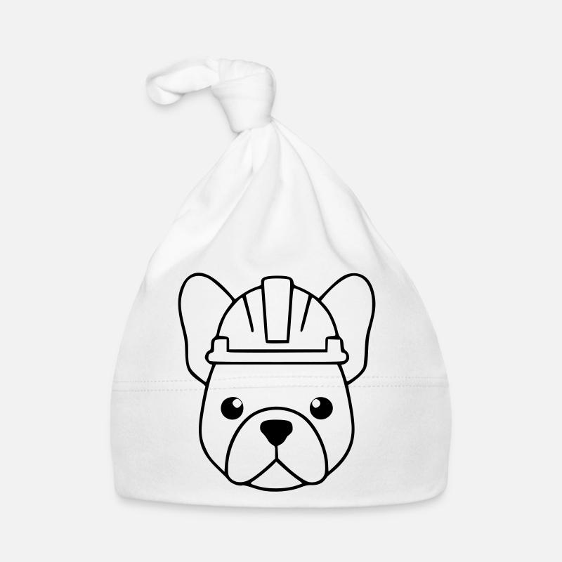 Frenchie Construction Worker Helmet Outline Organic Baby Cap