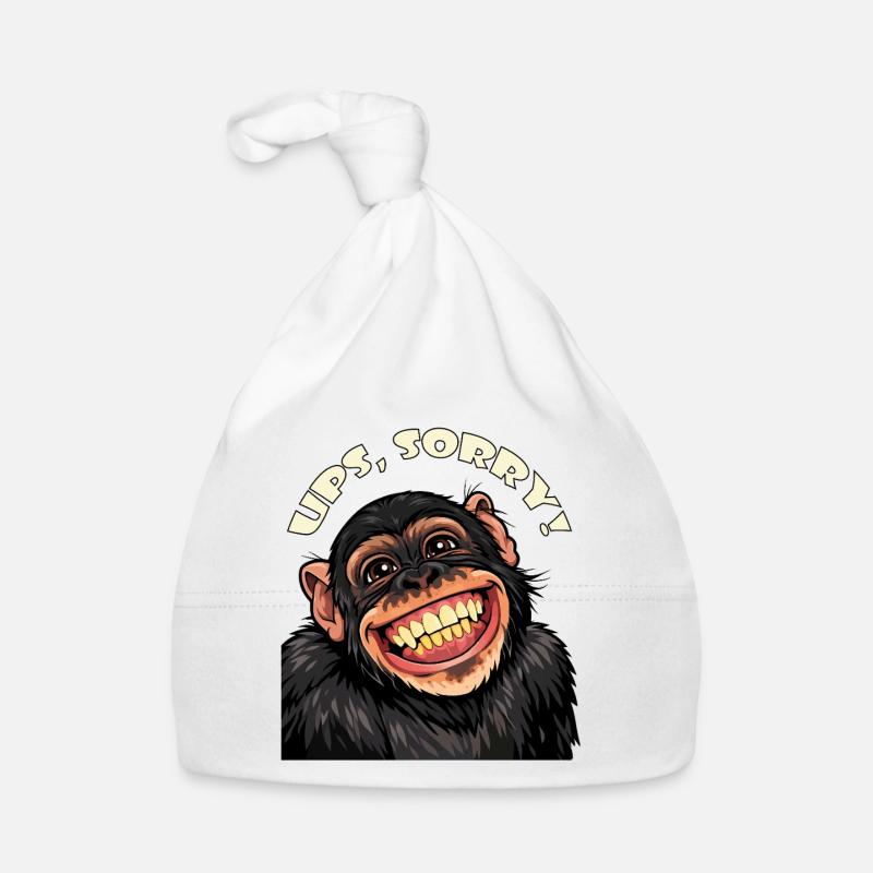 Oops, sorry! Funny Grinning Cartoon Monkey Organic Baby Cap