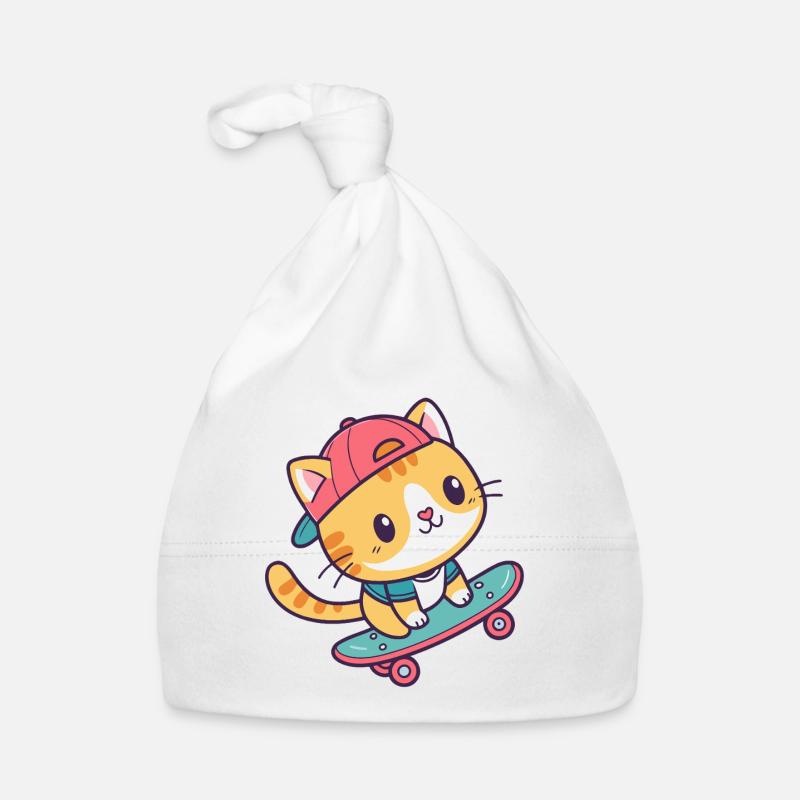 Chat skate coloré Bonnet bio Bébé