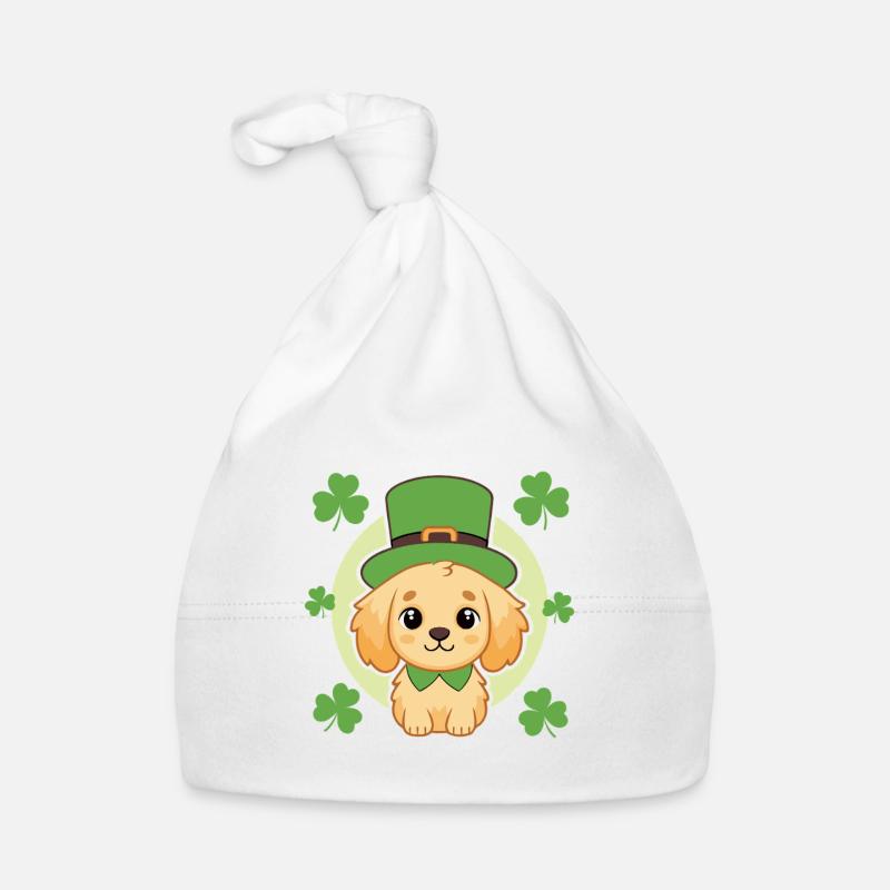 Chiot mignon irlandais avec chapeau vert Bonnet bio Bébé