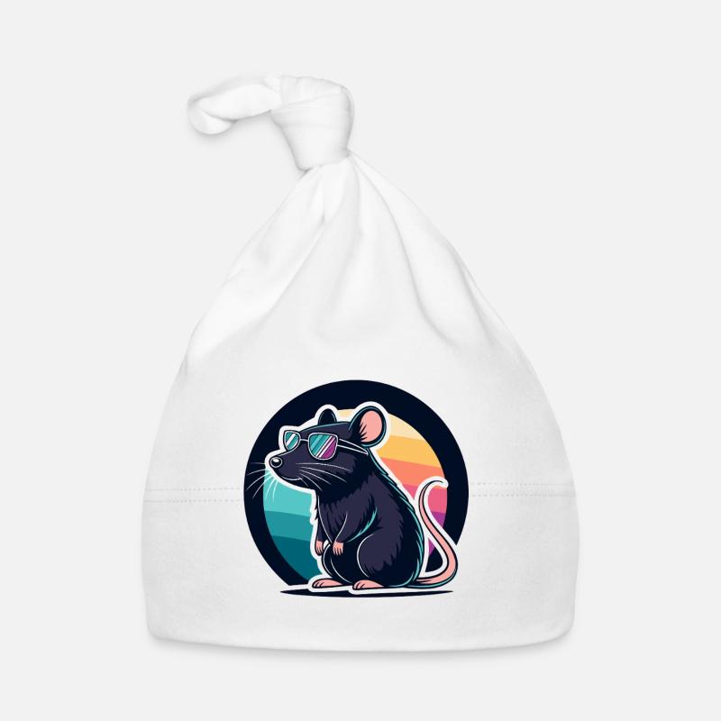 Retro Rainbow Bedtime Chic Mouse Organic Baby Cap