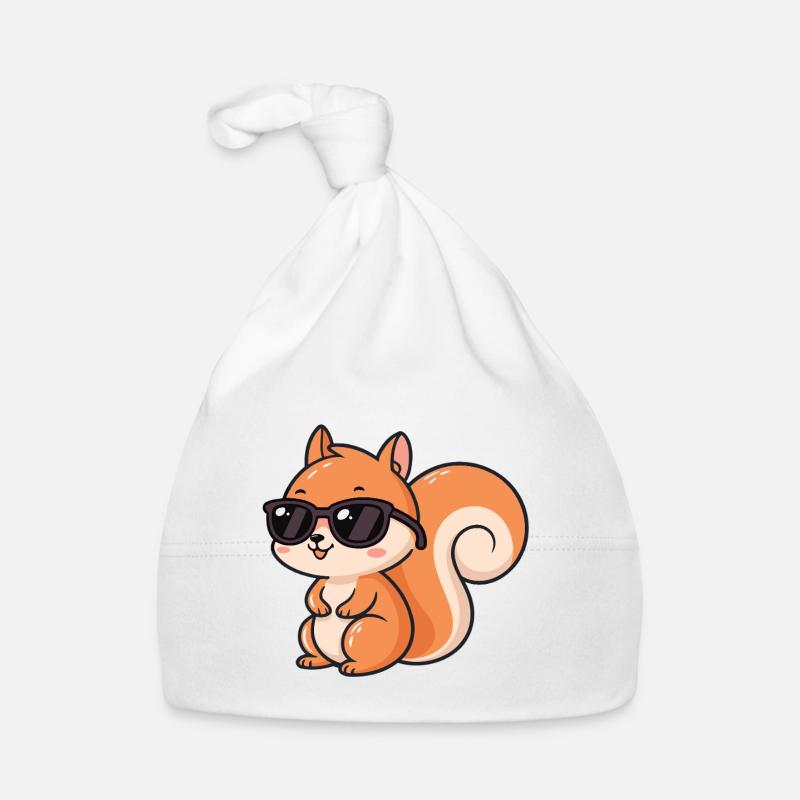 Cartoon squirrel black glasses Organic Baby Cap