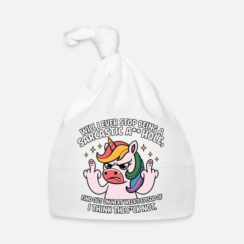 Provokatives Einhorn mit Mittelfinger Sarkasmus Baby Bio-Mütze