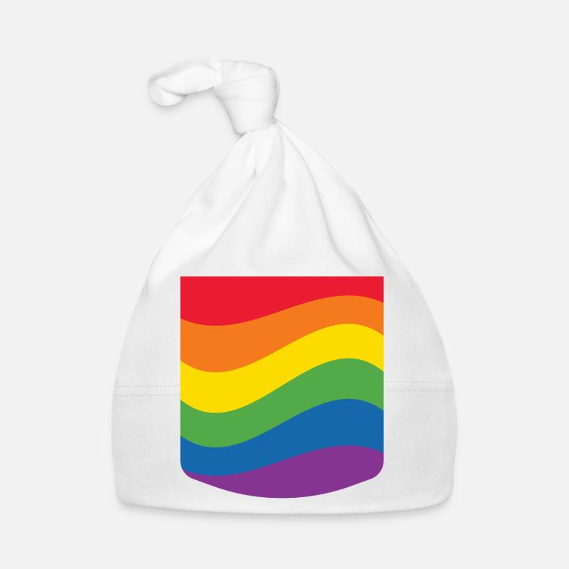 Rainbow Wave Pride Flag Minimal Design Baby Bio-Mütze