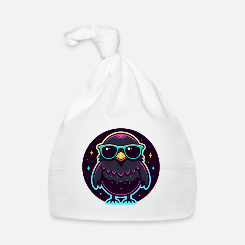 Neonschwarze Eule – auffällige Brille Baby Bio-Mütze